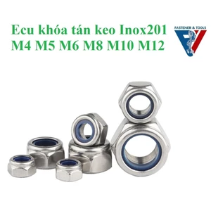 20 cái Ecu khóa nhựa,tán keo DIN985 inox201 M4-M12