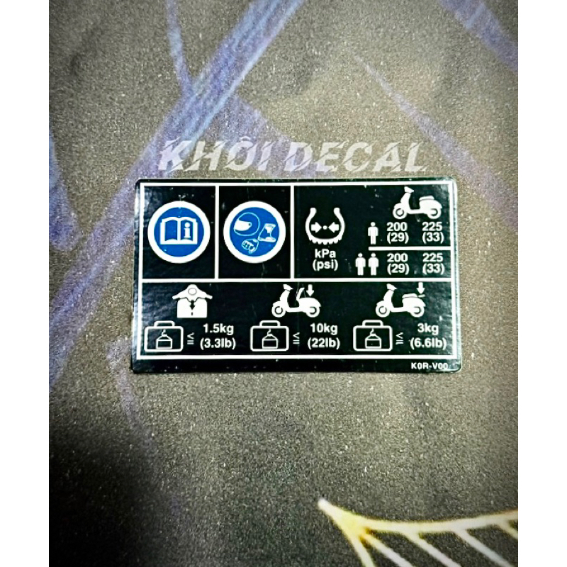 Tem thông số Sh125i (2022,2023,2024) zin chuẩn hãng