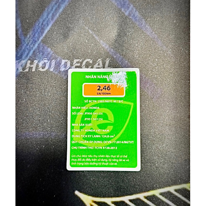 Tem thông số Sh125i (2022,2023,2024) zin chuẩn hãng