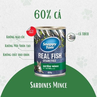 [400g] COMBO 10 & 5 Lon Pate Snappy Tom Hộp 400G Cho Mèo Cá Thật, Dạng Nguyên Miếng, Sốt, Nhuyễn