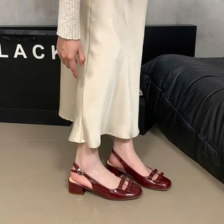 Sandal Da Bóng Êm Ái và Dịu Dàng , có 2 cái nơ xinh xắn gót 5 Phân Giày Bánh Bèo mã Sandal2No5P