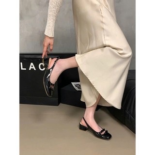 Sandal Da Bóng Êm Ái và Dịu Dàng , có 2 cái nơ xinh xắn gót 5 Phân Giày Bánh Bèo mã Sandal2No5P