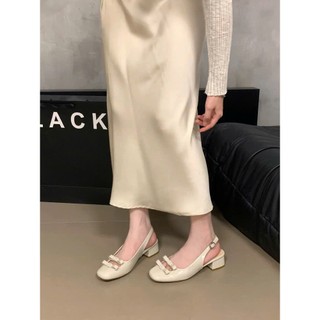 Sandal Da Bóng Êm Ái và Dịu Dàng , có 2 cái nơ xinh xắn gót 5 Phân Giày Bánh Bèo mã Sandal2No5P