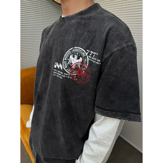 Áo thun wash MMESTLINE "EAGLE" form Boxy chất liệu Premium Cotton rách thủ công