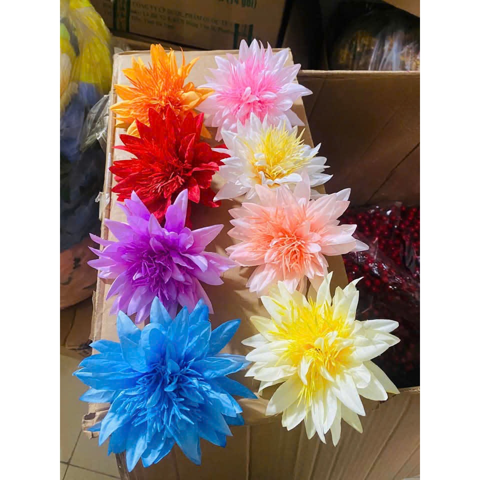 Bông CÚC RÂU, hoa lụa trang trí giỏ, set quà Tết (12cm) | Shopee Việt Nam