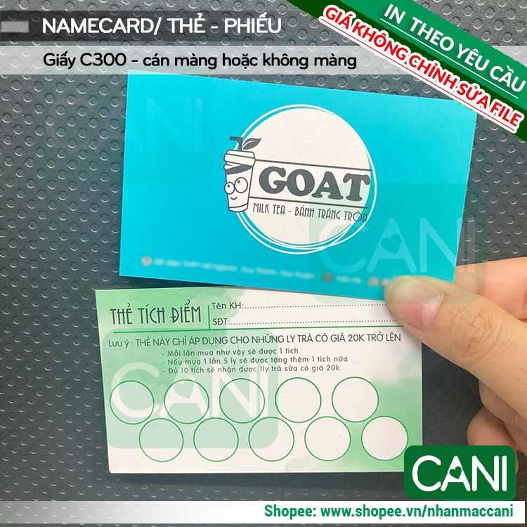 CANI In card cảm ơn theo yêu cầu GIÀ RẺ - 500c - 1000c - 2000c IN THEO FILE KHÁCH CÓ SẴN - In thẻ tích điểm CANI