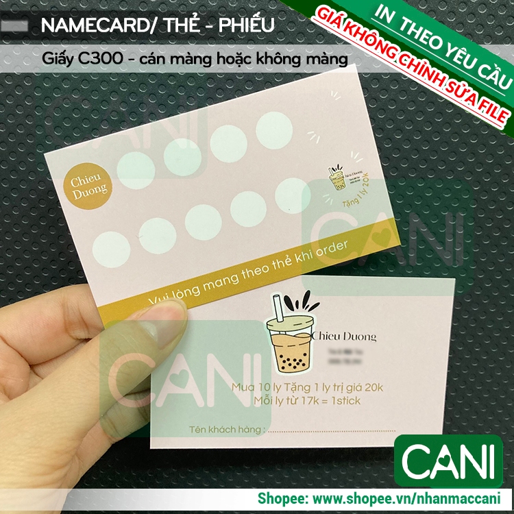 CANI In card cảm ơn theo yêu cầu GIÀ RẺ - 500c - 1000c - 2000c IN THEO FILE KHÁCH CÓ SẴN - In thẻ tích điểm CANI