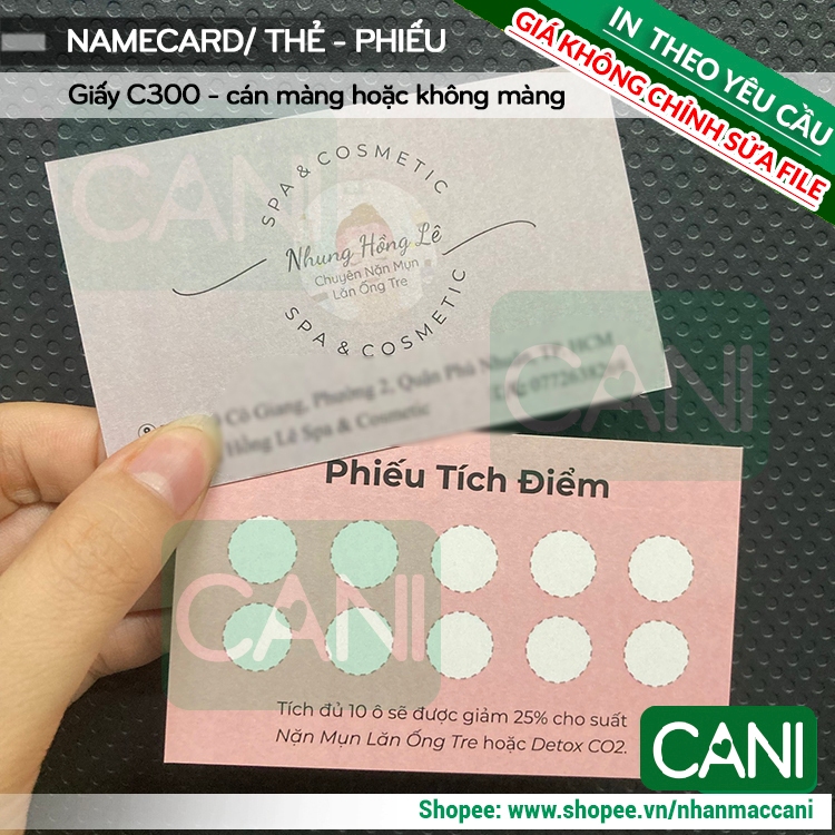 CANI In card cảm ơn theo yêu cầu GIÀ RẺ - 500c - 1000c - 2000c IN THEO FILE KHÁCH CÓ SẴN - In thẻ tích điểm CANI