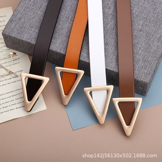 Dây nịt, thắt lưng thời trang nữ, dây lưng da thật, khóa kim loại hình tam giác, bản rộng 2.3cm W93