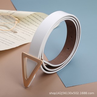 Dây nịt, thắt lưng thời trang nữ, dây lưng da thật, khóa kim loại hình tam giác, bản rộng 2.3cm W93