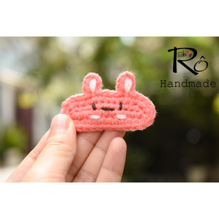 Kẹp tóc thỏ Stella Lou màu hồng xịn cho nữ và bé gái 5.5cm |Cặp tóc mái len cute |Shop Rô Handmade