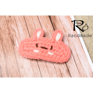 Kẹp tóc thỏ Stella Lou màu hồng xịn cho nữ và bé gái 5.5cm |Cặp tóc mái len cute |Shop Rô Handmade