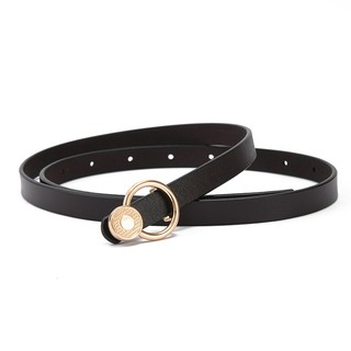 Thắt lưng, dây nịt thời trang nữ, bản nhỏ 1.3cm, dây lưng da thật, khóa bấm kim loại hình tròn W94