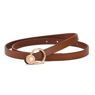 Thắt lưng, dây nịt thời trang nữ, bản nhỏ 1.3cm, dây lưng da thật, khóa bấm kim loại hình tròn W94