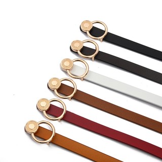Thắt lưng, dây nịt thời trang nữ, bản nhỏ 1.3cm, dây lưng da thật, khóa bấm kim loại hình tròn W94