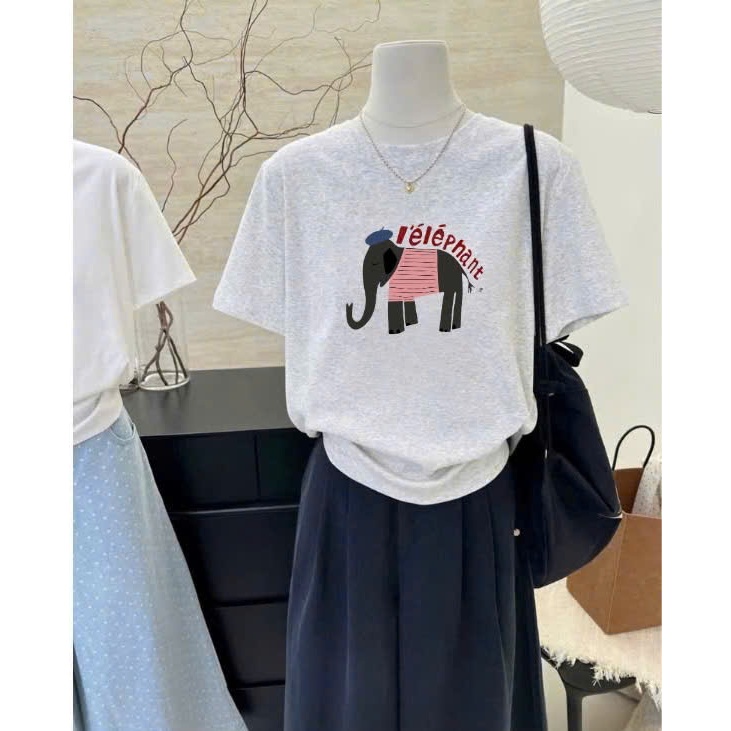 Áo thun nữ Cotton in hình siêu xinh JULY FASHION, Áo phông Cotton nữ dáng rộng phong cách Hàn Quốc trẻ trung, thun 4C