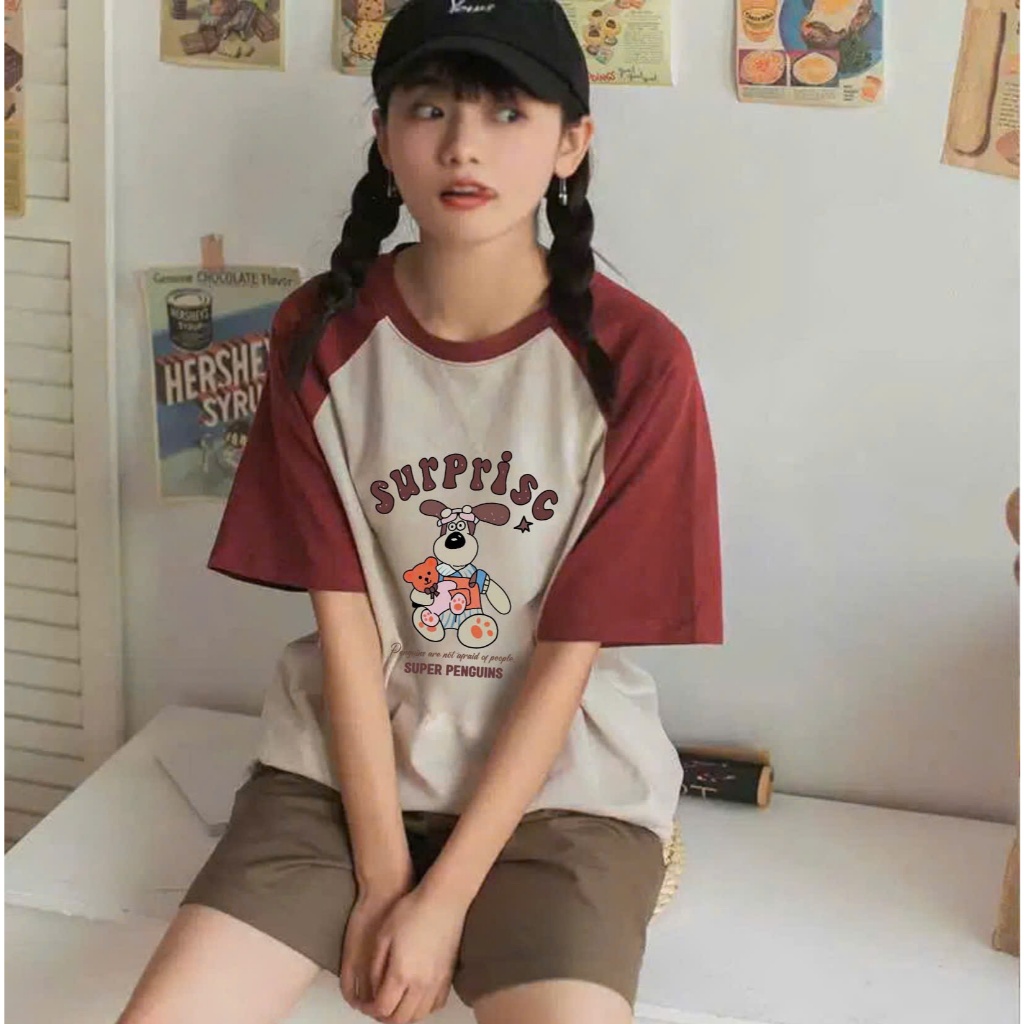 Áo thun nữ tay ngắn dáng rộng in hình ngộ nghĩnh JULY FASHION, Áo phông nữ chất Cotton dày dặn thấm hút mồ hôi