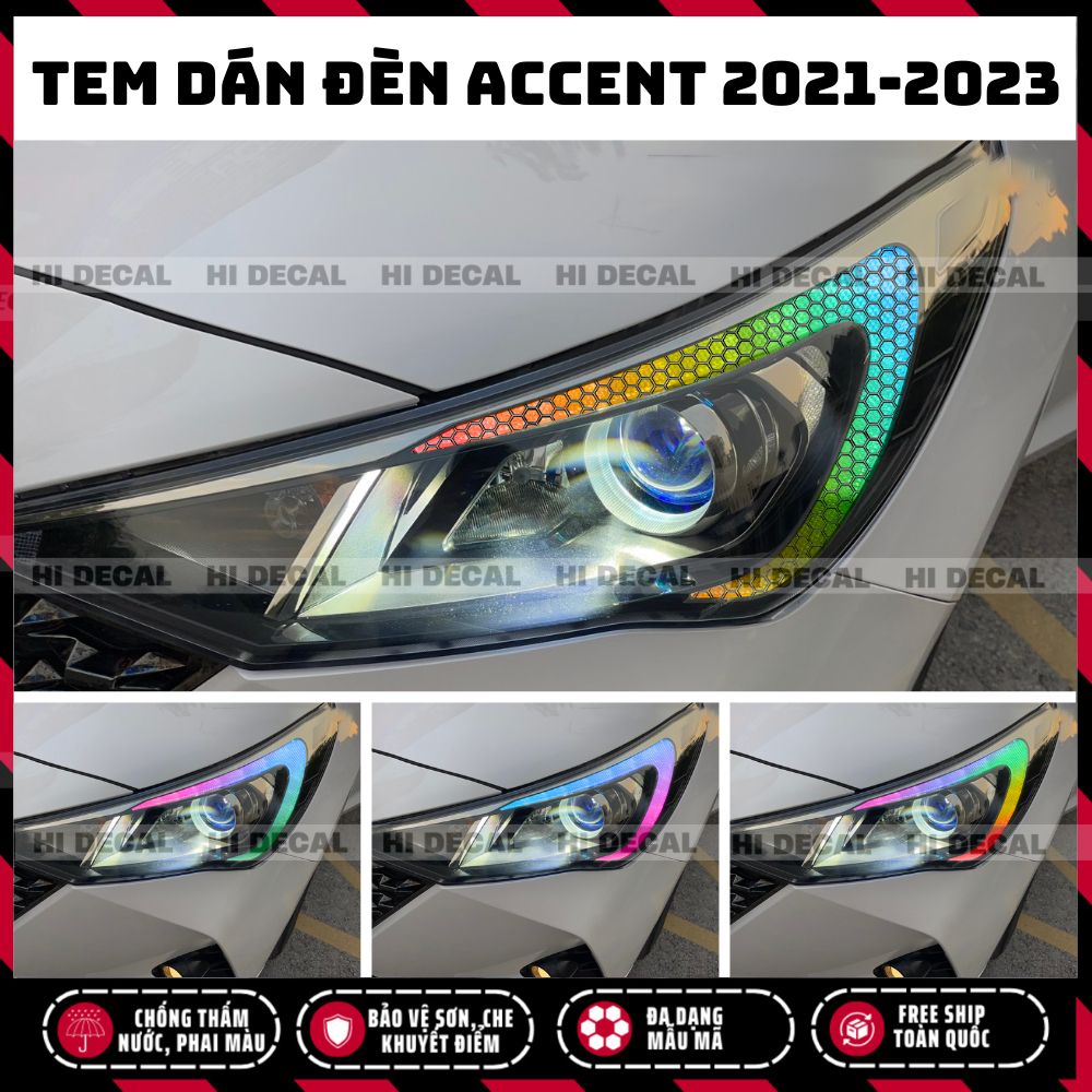 Tem decal dán Accent 2021 2022 2023, Tem trang trí xe chống nước, bền màu, chịu nhiệt tốt