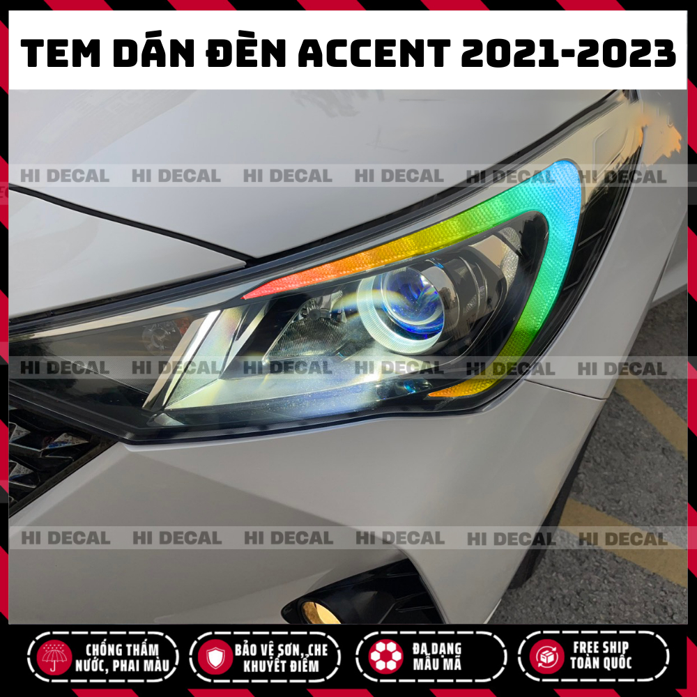 Tem decal dán Accent 2021 2022 2023, Tem trang trí xe chống nước, bền màu, chịu nhiệt tốt