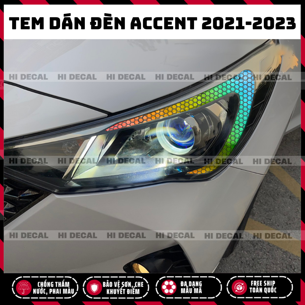 Tem decal dán Accent 2021 2022 2023, Tem trang trí xe chống nước, bền màu, chịu nhiệt tốt