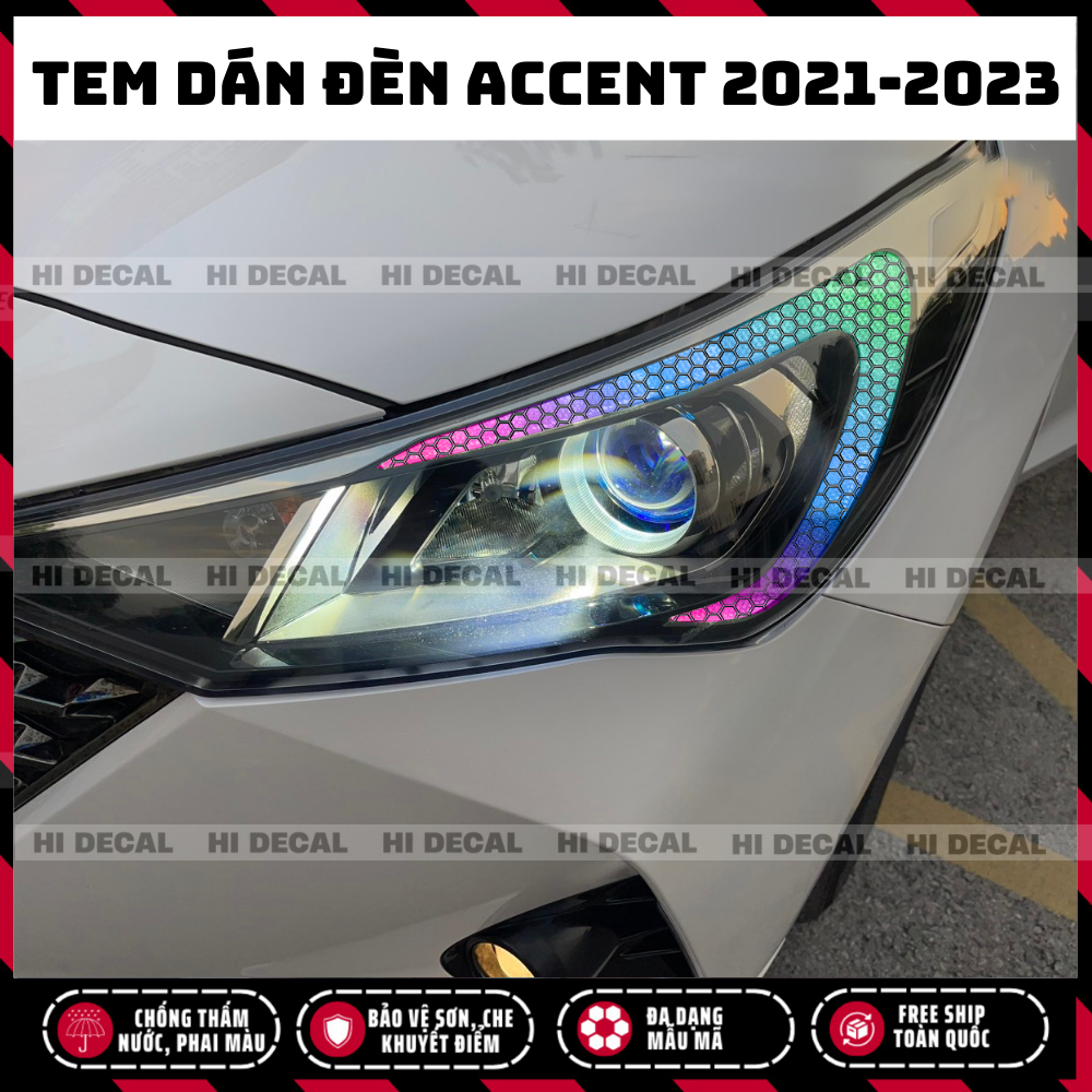 Tem decal dán Accent 2021 2022 2023, Tem trang trí xe chống nước, bền màu, chịu nhiệt tốt