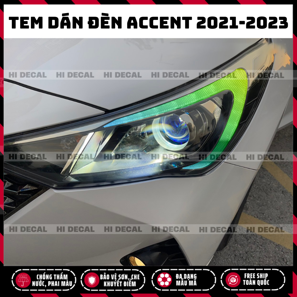 Tem decal dán Accent 2021 2022 2023, Tem trang trí xe chống nước, bền màu, chịu nhiệt tốt