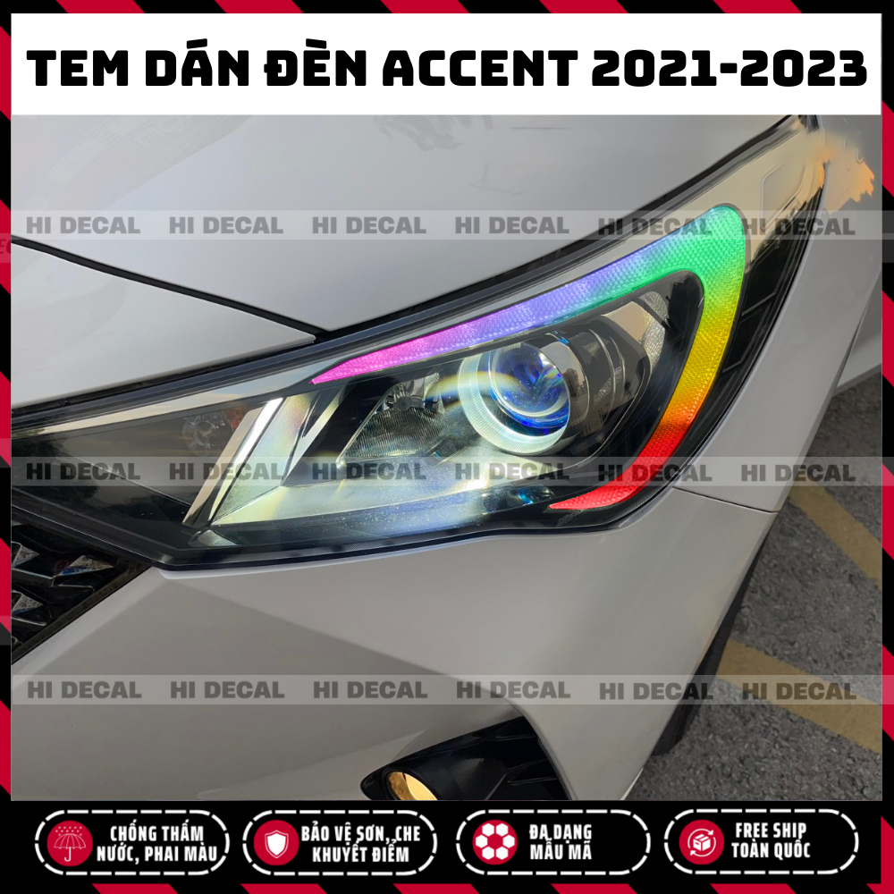 Tem decal dán Accent 2021 2022 2023, Tem trang trí xe chống nước, bền màu, chịu nhiệt tốt