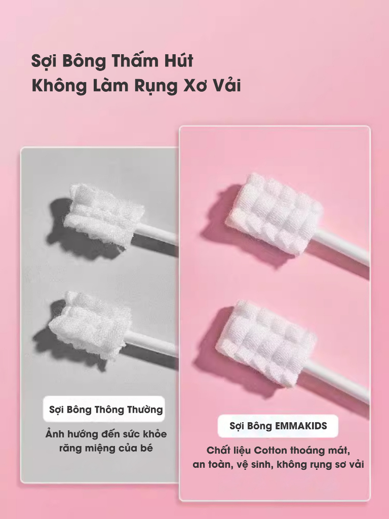 Ảnh Hộp 30 Que Gạc Rơ Lưỡi Cho Bé Sơ Sinh & Trẻ Nhỏ EmmaKids Siêu Mềm, Làm Sạch Dịu Nhẹ, An Toàn, Tiện Lợi IQKAO 2