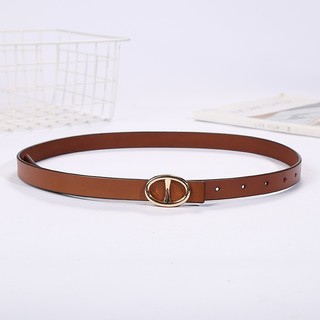 Dây nịt, thắt lưng thời trang nữ, dây lưng da thật, khóa bấm kim loại, bản rộng 2cm W95