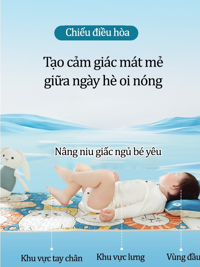 Ảnh Chiếu Điều Hòa Cao Su Non IQKAO Cho Bé Kèm Gối Mát Lưng, Thoáng Khí, Không Cần Bật Điều Hòa – Size 60x120cm 2