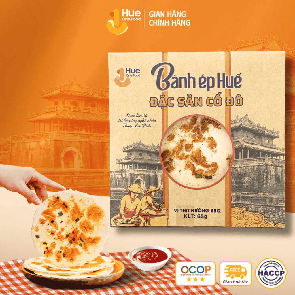 Bánh Ép Huế vị BBQ 65g, Siêu Phẩm Giòn Tan, Đậm Vị Quê Hương. Ăn là ghiền ngay!
