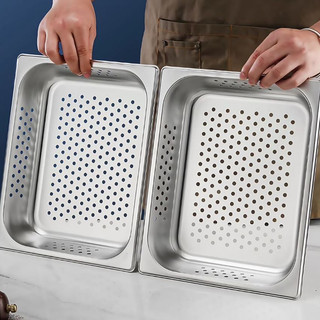 Khay inox 304 Có Lỗ  thoát nước Chubby Chef Khay 5 mặt đều có lỗ để thoát nước tiện lợi để rửa rau củ quả