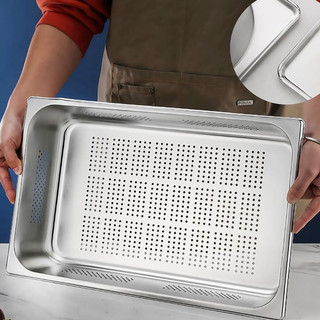 Khay inox 304 Có Lỗ  thoát nước Chubby Chef Khay 5 mặt đều có lỗ để thoát nước tiện lợi để rửa rau củ quả