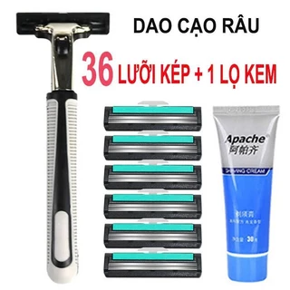 Dao cạo râu 2 lưỡi thế hệ mới KÈM 36 đầu thay tiện lợi tặng kem