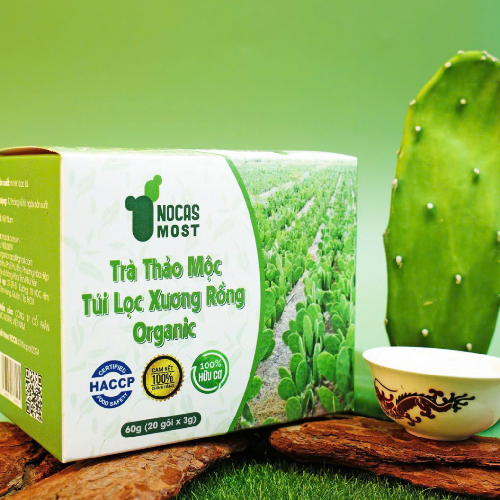Trà thảo mộc túi lọc xương rồng organic Nocas Most giảm mỡ, đẹp da 60g (20 gói * 3g)