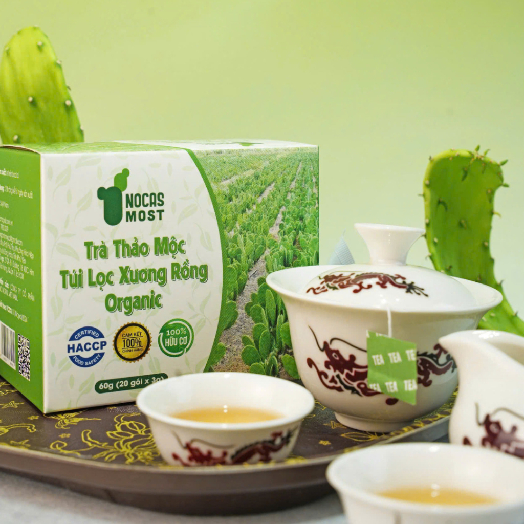 Trà thảo mộc túi lọc xương rồng organic Nocas Most giảm mỡ, đẹp da 60g (20 gói * 3g)