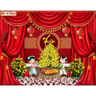 Tranh 3D dán tường trang trí tết khổ lớn, tặng kèm phụ kiện