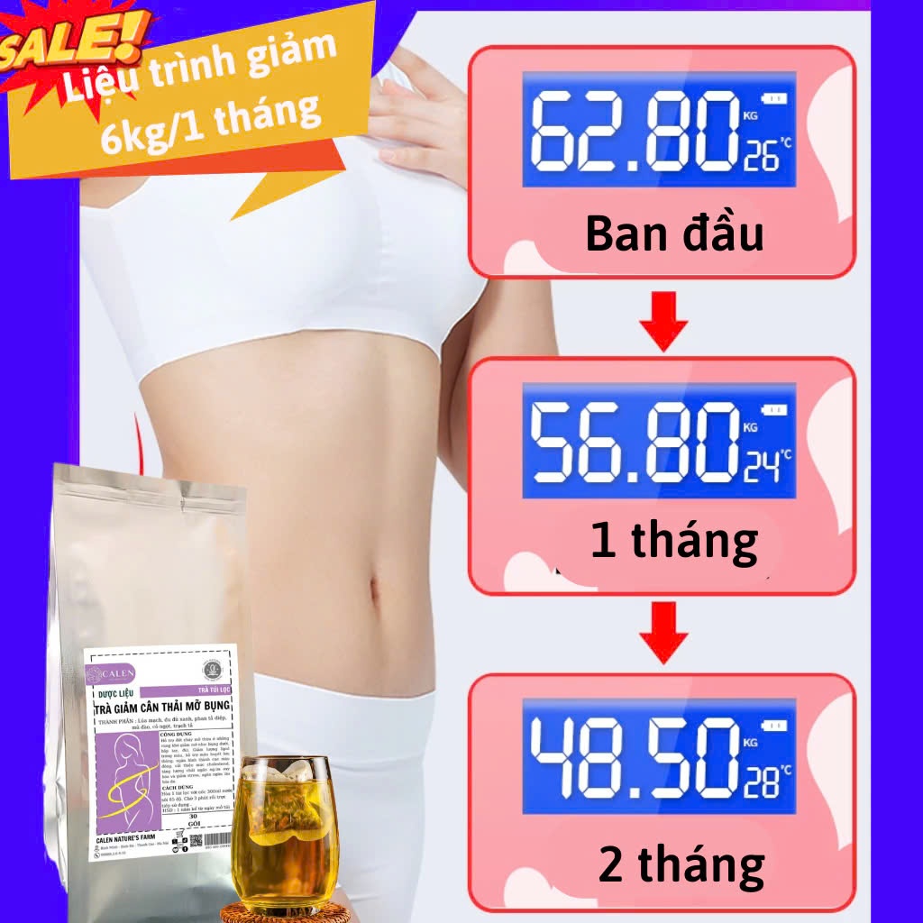 Trà thải mỡ bụng Calen giúp đào thải mỡ dưới da, giảm mỡ bụng, đùi, bắp tay, bắp chân hiệu quả bịch 30 túi lọc