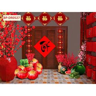 Tranh Tết trang trí decor dán tường, tranh vải lụa kim sa tặng keo và dụng cụ dán