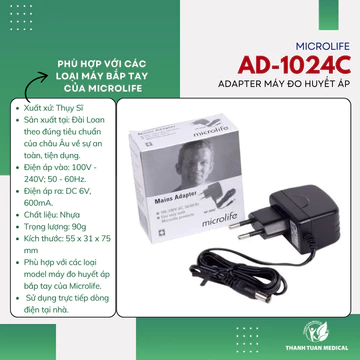 Adapter máy đo huyết áp Microlife - Bộ đổi điện máy đo huyết áp Microlife