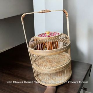 Giỏ tre trang trí tự nhiên và gần gũi có tay cầm