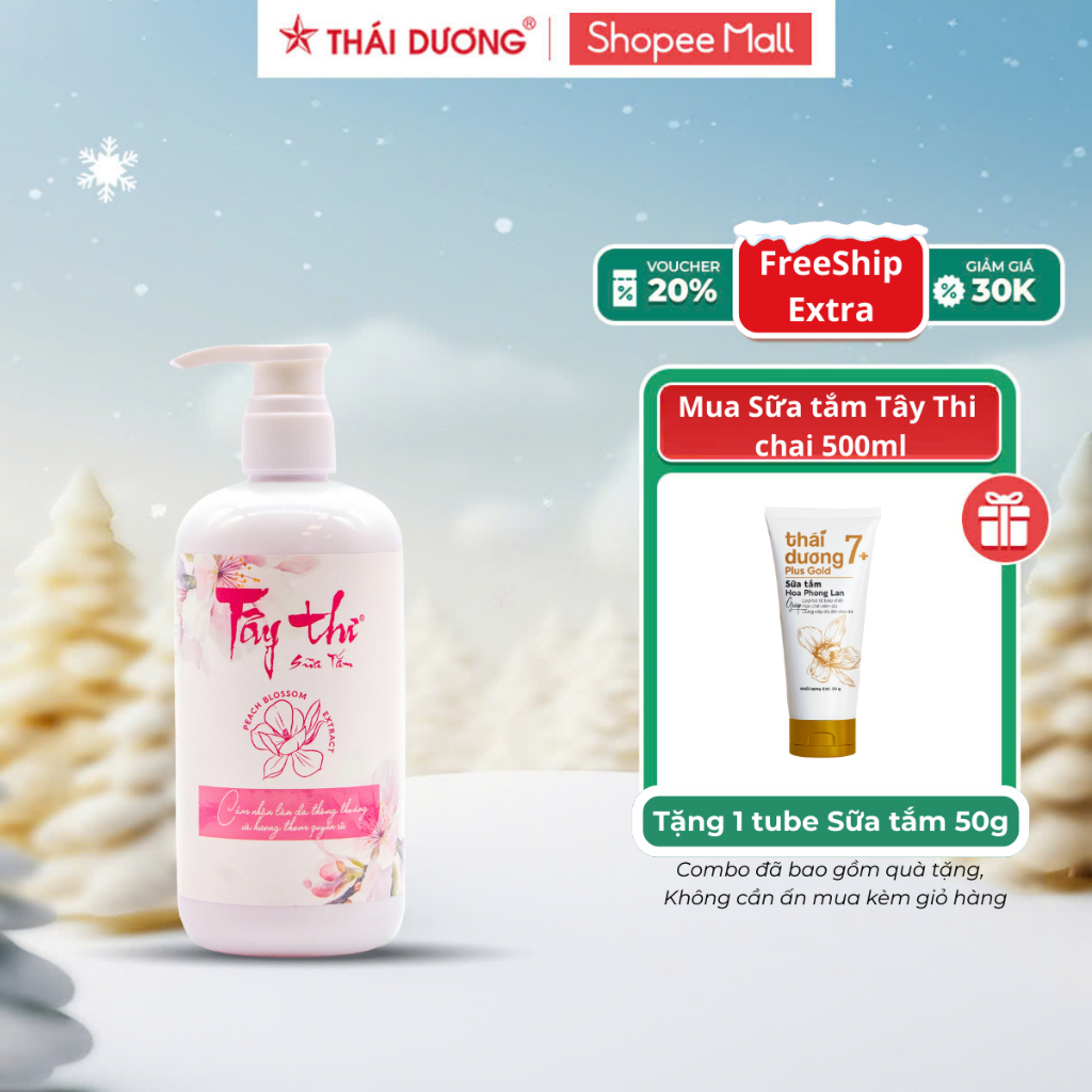 Ảnh Mua 1 Sữa tắm Tây Thi 480ml (Hoa Anh Đào) dành cho da mụn, nhạy cảm Tặng 1 Sữa tắm Thái Dương 7 Plus Gold 50g 1