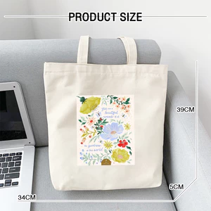 Túi vải tote họa tiết hoa xanh nhiều màu độc đáo - Túi canvas thời trang đi chơi đi học dài 35x40 TOTa019
