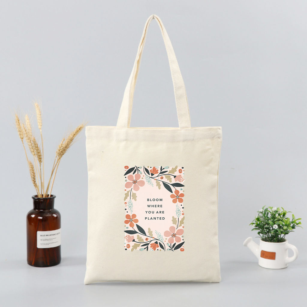 Túi vải tote họa tiết hoa vàng Bloom cổ điển -Túi canvas thời trang đi chơi đi học, làm quà tặng dài 35x40 TOTa018