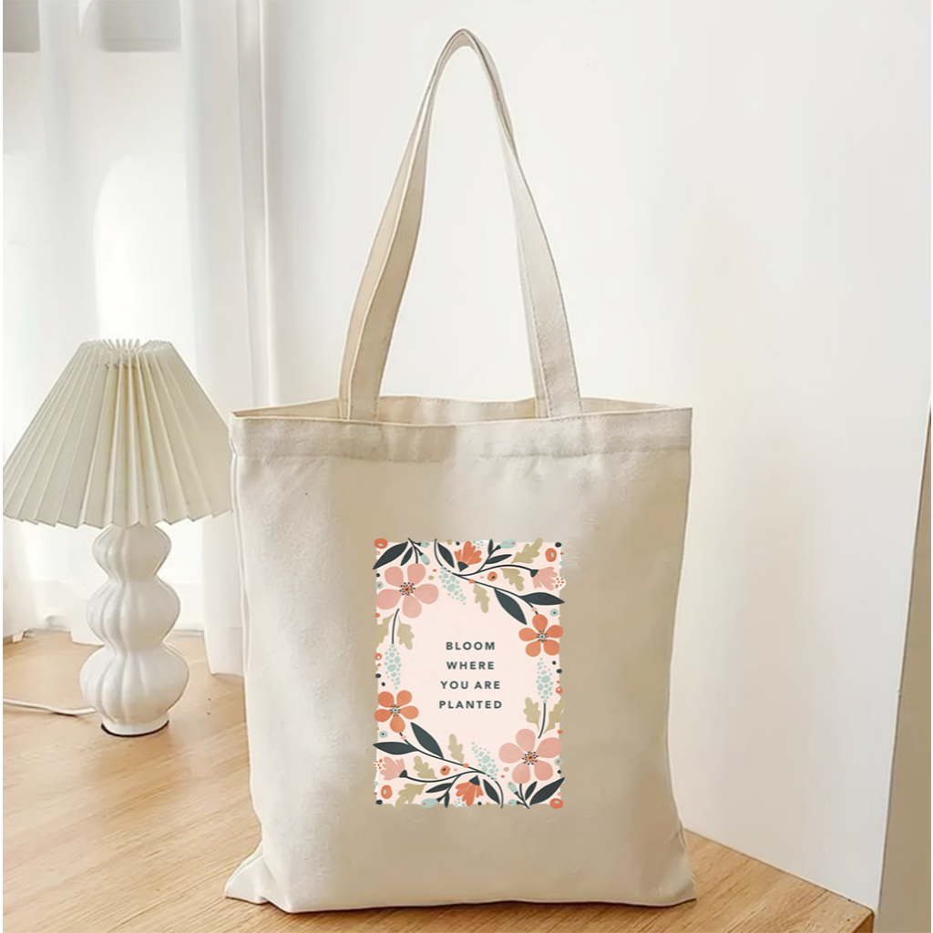 Túi vải tote họa tiết hoa vàng Bloom cổ điển -Túi canvas thời trang đi chơi đi học, làm quà tặng dài 35x40 TOTa018