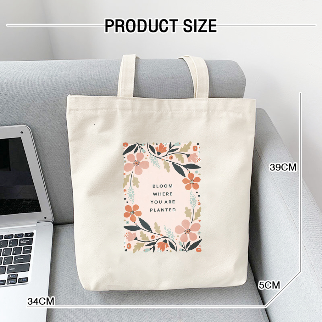 Túi vải tote họa tiết hoa vàng Bloom cổ điển -Túi canvas thời trang đi chơi đi học, làm quà tặng dài 35x40 TOTa018