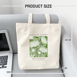 Túi vải tote hoa trắng nền xanh cổ điển xinh xắn - Túi canvas thời trang đi chơi đi học dài 35x40 TOTa027