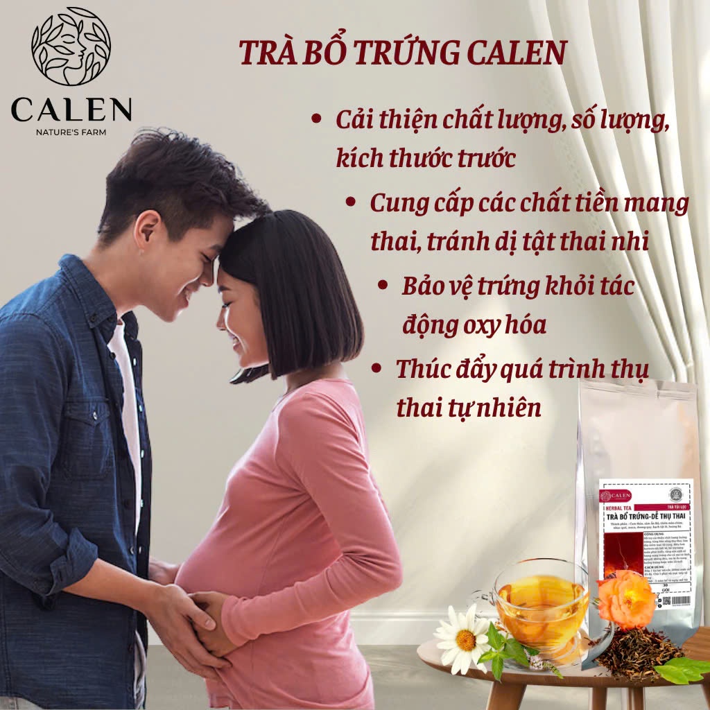 Trà túi lọc thảo dược bổ trứng Calen tăng số lượng và chất lượng trứng, hỗ trợ ấm tử cung, tăng khả năng thhh.ụ thai