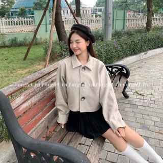 Áo khoác dạ nữ Forgirl áo dạ ép nữ 2 lớp cổ bẻ tay bồng dáng croptop basic siêu xinh T023