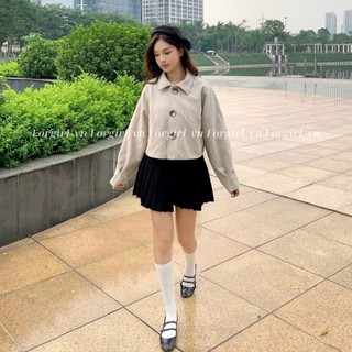 Áo khoác dạ nữ Forgirl áo dạ ép nữ 2 lớp cổ bẻ tay bồng dáng croptop basic siêu xinh T023